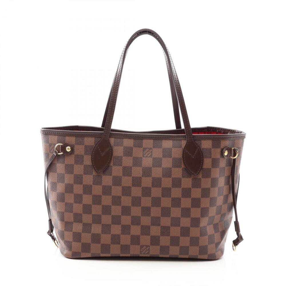 Louis Vuitton Neverfull Tote Bag Canvas Leather Damier Brown